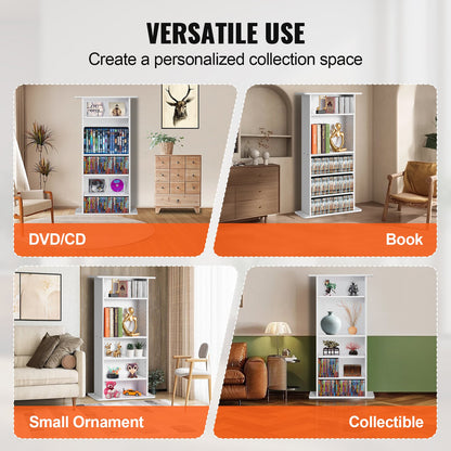 Media Storage Cabinet 5 lager Justerbara DVD-hyllor Rymmer 240 CD-skivor Vita