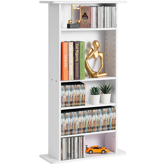 Media Storage Cabinet 5 lager Justerbara DVD-hyllor Rymmer 240 CD-skivor Vita