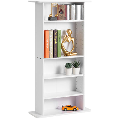 Media Storage Cabinet 5 lager Justerbara DVD-hyllor Rymmer 240 CD-skivor Vita