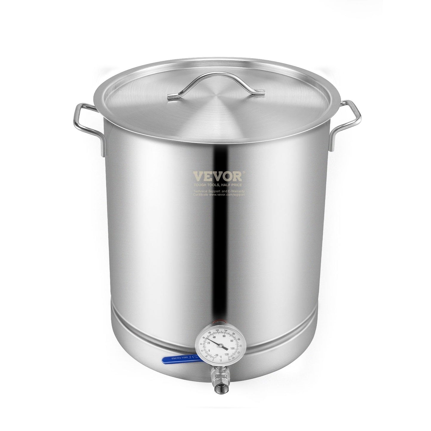 Vattenkokare i rostfritt stål, 16 GALLON brygggryta, trelagersbotten för öl, bryggkanna, hembryggningstillbehör inkluderar lock, handtag, termometer, kulventilstapp, filter, filterbricka
