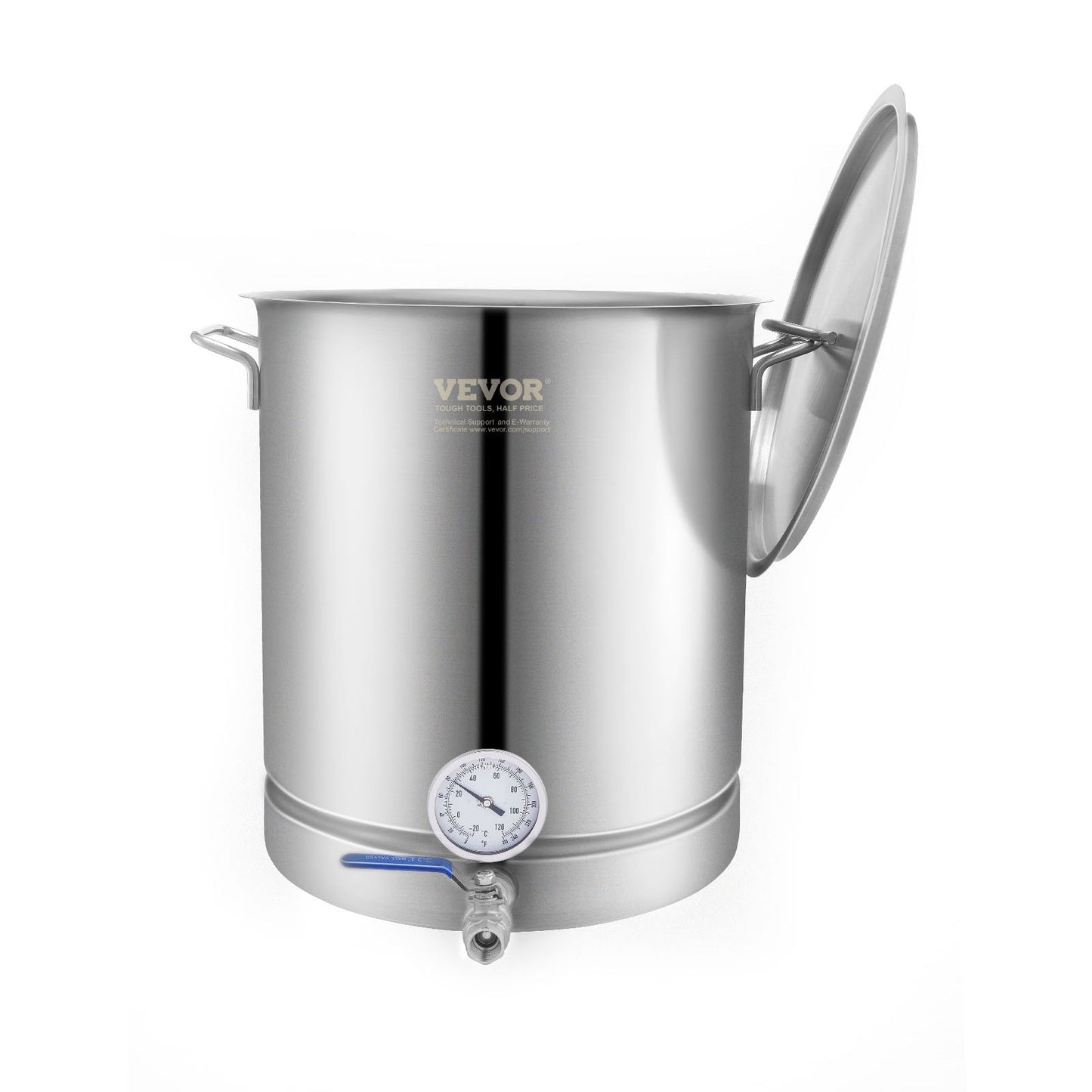 Vattenkokare i rostfritt stål, 16 GALLON brygggryta, trelagersbotten för öl, bryggkanna, hembryggningstillbehör inkluderar lock, handtag, termometer, kulventilstapp, filter, filterbricka