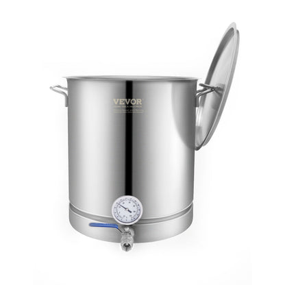 Vattenkokare i rostfritt stål, 16 GALLON brygggryta, trelagersbotten för öl, bryggkanna, hembryggningstillbehör inkluderar lock, handtag, termometer, kulventilstapp, filter, filterbricka