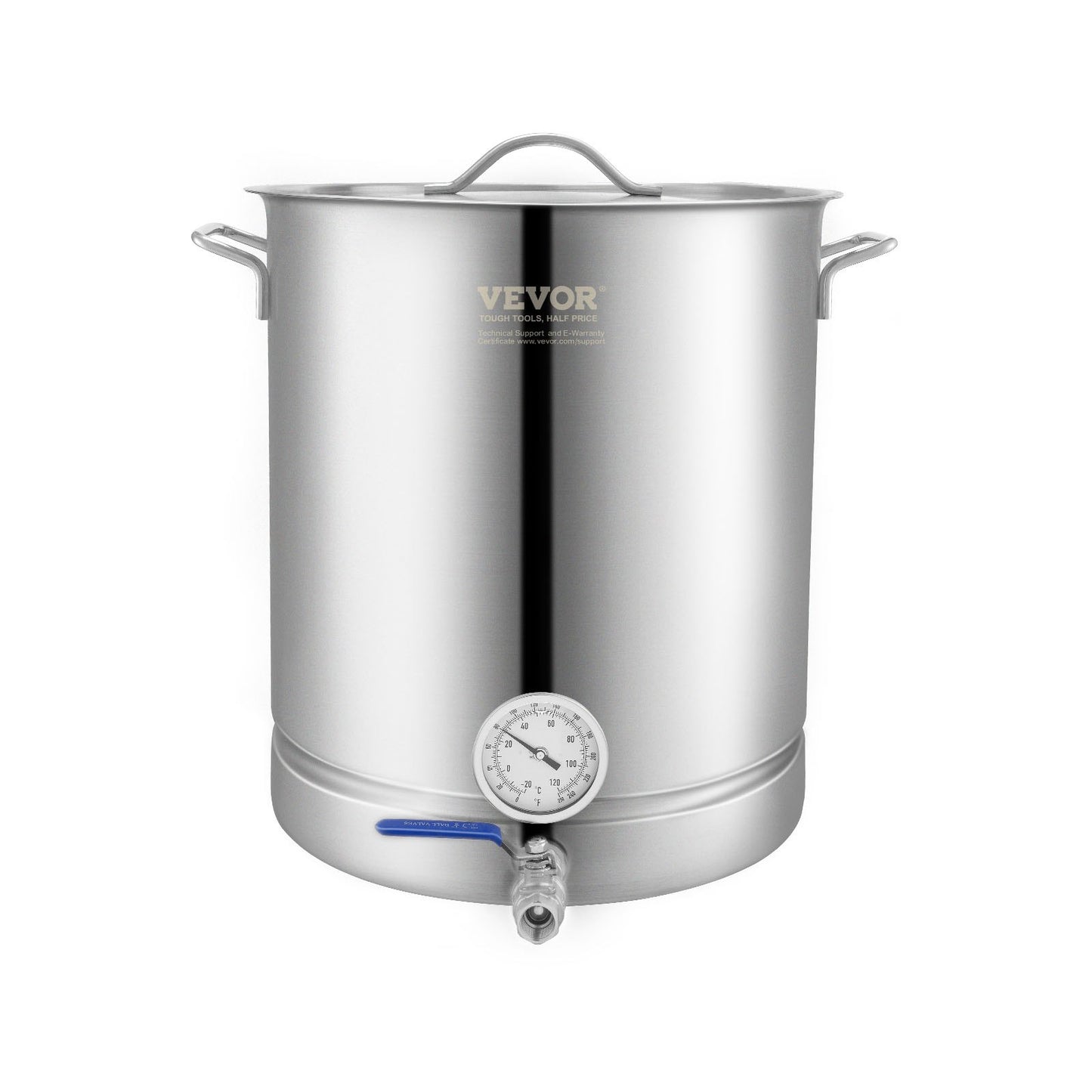 Vattenkokare i rostfritt stål, 16 GALLON brygggryta, trelagersbotten för öl, bryggkanna, hembryggningstillbehör inkluderar lock, handtag, termometer, kulventilstapp, filter, filterbricka