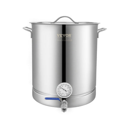 Vattenkokare i rostfritt stål, 16 GALLON brygggryta, trelagersbotten för öl, bryggkanna, hembryggningstillbehör inkluderar lock, handtag, termometer, kulventilstapp, filter, filterbricka