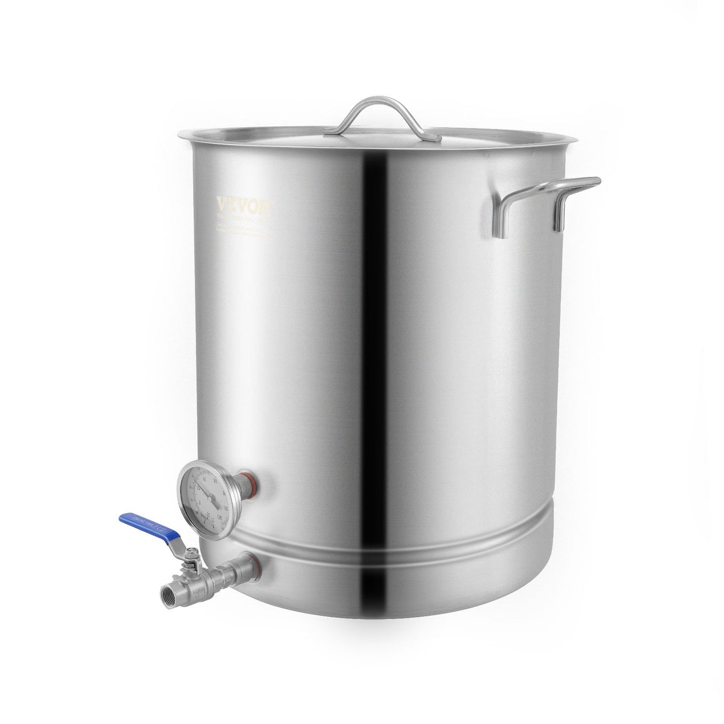 Vattenkokare i rostfritt stål, 16 GALLON brygggryta, trelagersbotten för öl, bryggkanna, hembryggningstillbehör inkluderar lock, handtag, termometer, kulventilstapp, filter, filterbricka