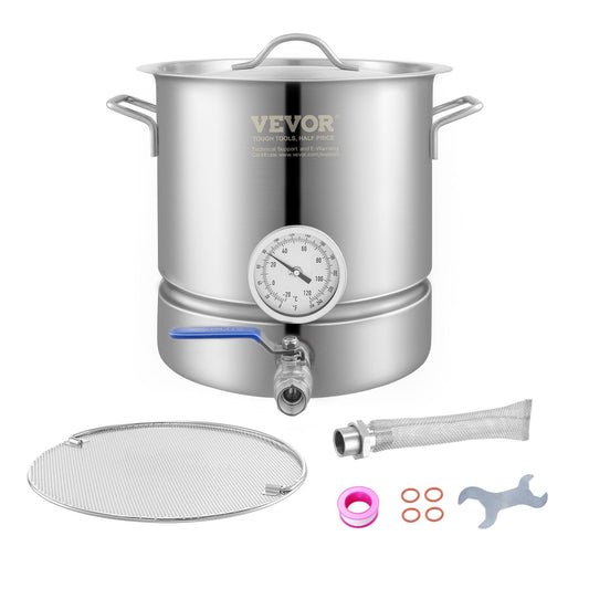 Vattenkokare i rostfritt stål, 5 GALLON brygggryta, trelagersbotten för öl, bryggkanna, hembryggningstillbehör inkluderar lock, handtag, termometer, kulventilstapp, filter, filterbricka