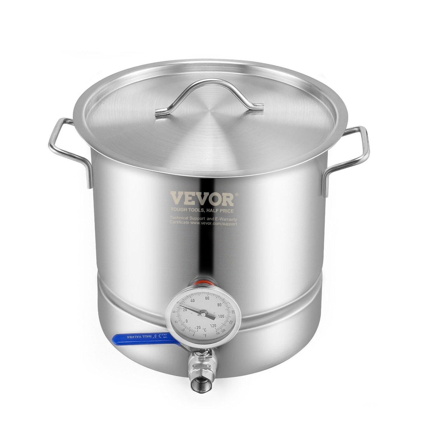 Vattenkokare i rostfritt stål, 5 GALLON brygggryta, trelagersbotten för öl, bryggkanna, hembryggningstillbehör inkluderar lock, handtag, termometer, kulventilstapp, filter, filterbricka