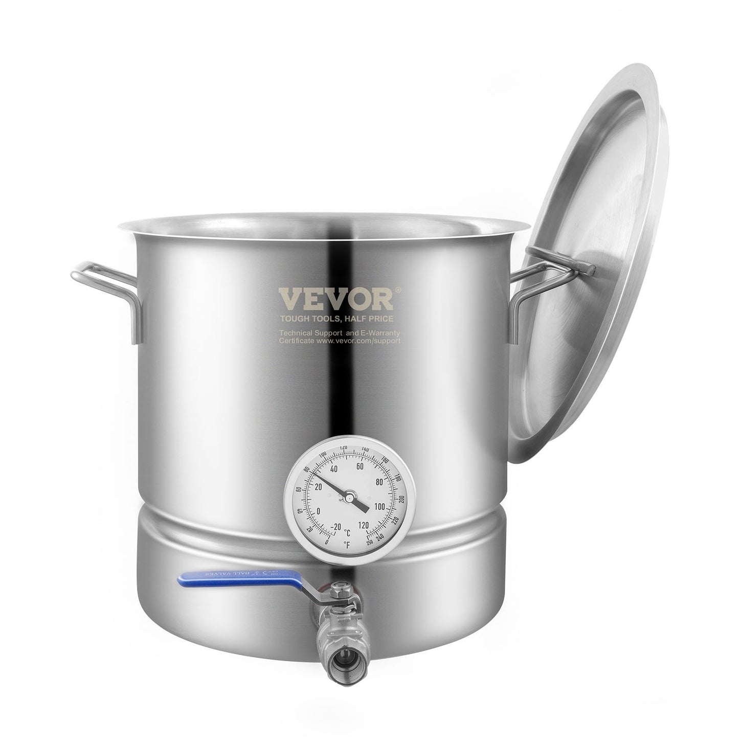 Vattenkokare i rostfritt stål, 5 GALLON brygggryta, trelagersbotten för öl, bryggkanna, hembryggningstillbehör inkluderar lock, handtag, termometer, kulventilstapp, filter, filterbricka