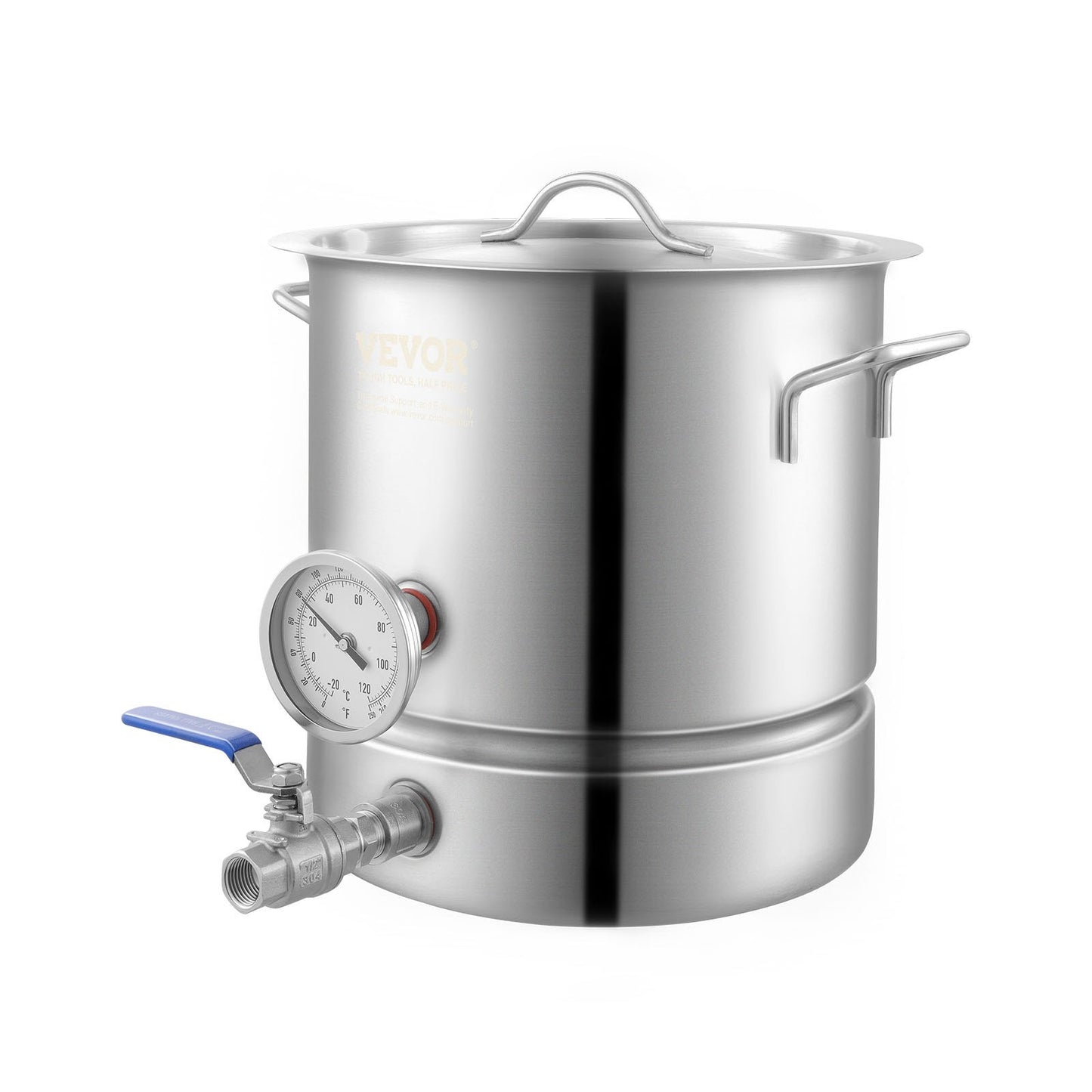 Vattenkokare i rostfritt stål, 5 GALLON brygggryta, trelagersbotten för öl, bryggkanna, hembryggningstillbehör inkluderar lock, handtag, termometer, kulventilstapp, filter, filterbricka