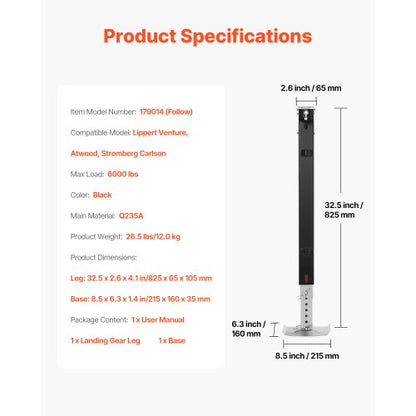 RV Följande femte hjuls landningsställsben 179014 för Lippert Venture 32,5 tum |  EU