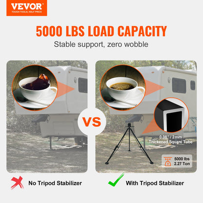 5th Wheel Stand Stabilizer, 5000 LBS Load Capacity Stand Turntable Stabilizer, 35"-57" Adjustable Height RV Gooseneck Stabilizer, Stand Jack for Fifth Wheel Trailers, RVs and Motorhomes