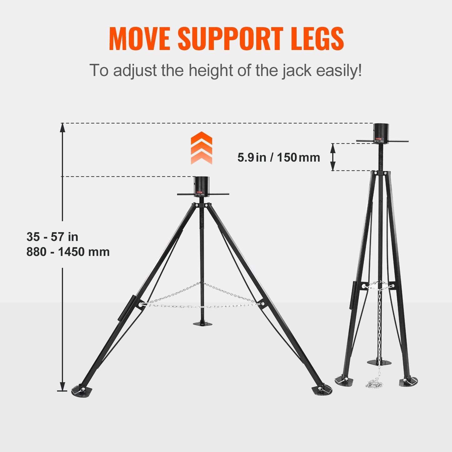 5th Wheel Stand Stabilizer, 5000 LBS Load Capacity Stand Turntable Stabilizer, 35"-57" Adjustable Height RV Gooseneck Stabilizer, Stand Jack for Fifth Wheel Trailers, RVs and Motorhomes