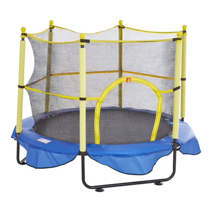 5FT studsmatta för barn, 60-tums utomhusstudsmatta med skyddsnät, basketbåge och havsbollar, födelsedagspresenter för småbarns studsmatta för 3+ år barn
