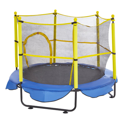 5FT studsmatta för barn, 60-tums utomhusstudsmatta med skyddsnät, basketbåge och havsbollar, födelsedagspresenter för småbarns studsmatta för 3+ år barn