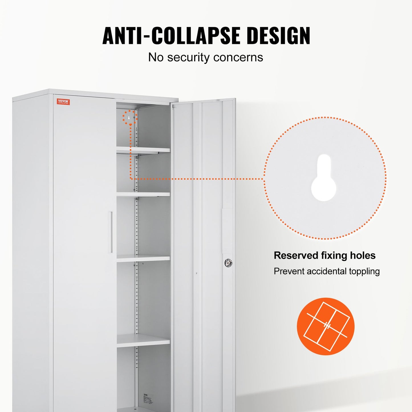 Metal Storage Cabinet, Steel Locking Storage Cabinet with 2 Magnetic Doors and 4 Adjustable Shelves, 71'' Metal Cabinet 200 lbs Capacity Per Shelf with 3 Keys, for Office, Home, Garage, White