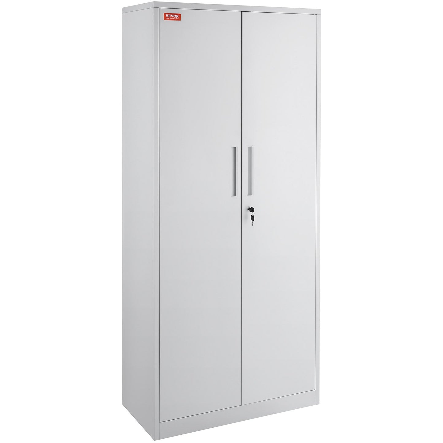 Metal Storage Cabinet, Steel Locking Storage Cabinet with 2 Magnetic Doors and 4 Adjustable Shelves, 71'' Metal Cabinet 200 lbs Capacity Per Shelf with 3 Keys, for Office, Home, Garage, White