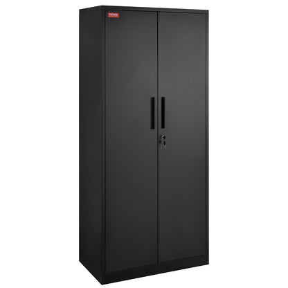 Metal Storage Cabinet, Steel Locking Storage Cabinet with 2 Magnetic Doors and 4 Adjustable Shelves, 71'' Metal Cabinet 200 lbs Capacity Per Shelf with 3 Keys, for Office, Home, Garage, Black