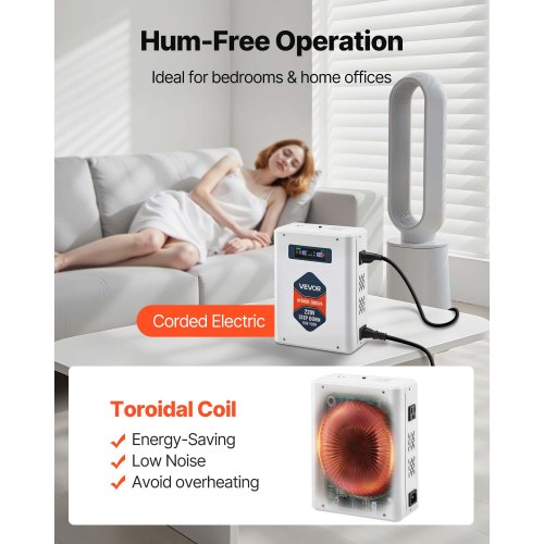 Steg-ned-spänningsomvandlare, 3000VA, Kraftig spänningsomvandlare, 220V till 110V transformator, med 2 US-uttag, USB-utgång, LCD-display, temperaturskydd, för 110V-apparater |  EU