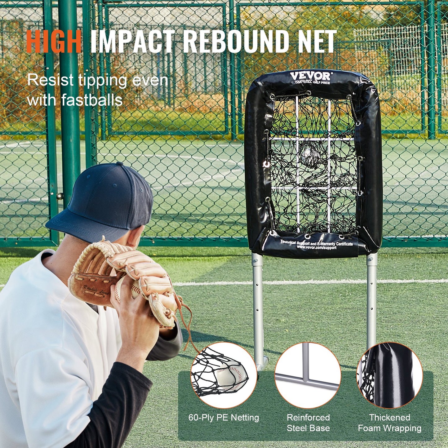 9-Hole Baseball Net, 21"x29" Softball Baseball Training Equipment for Batting Practice, Heavy Duty Height Adjustable Training Aid with Batting Zone and 4 Ground Stakes, for Youth Adults
