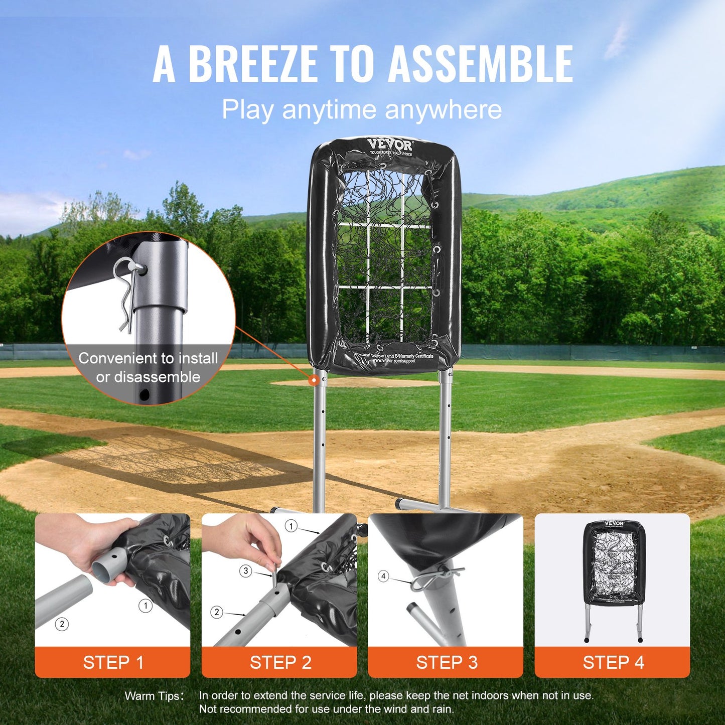 9-Hole Baseball Net, 21"x29" Softball Baseball Training Equipment for Batting Practice, Heavy Duty Height Adjustable Training Aid with Batting Zone and 4 Ground Stakes, for Youth Adults