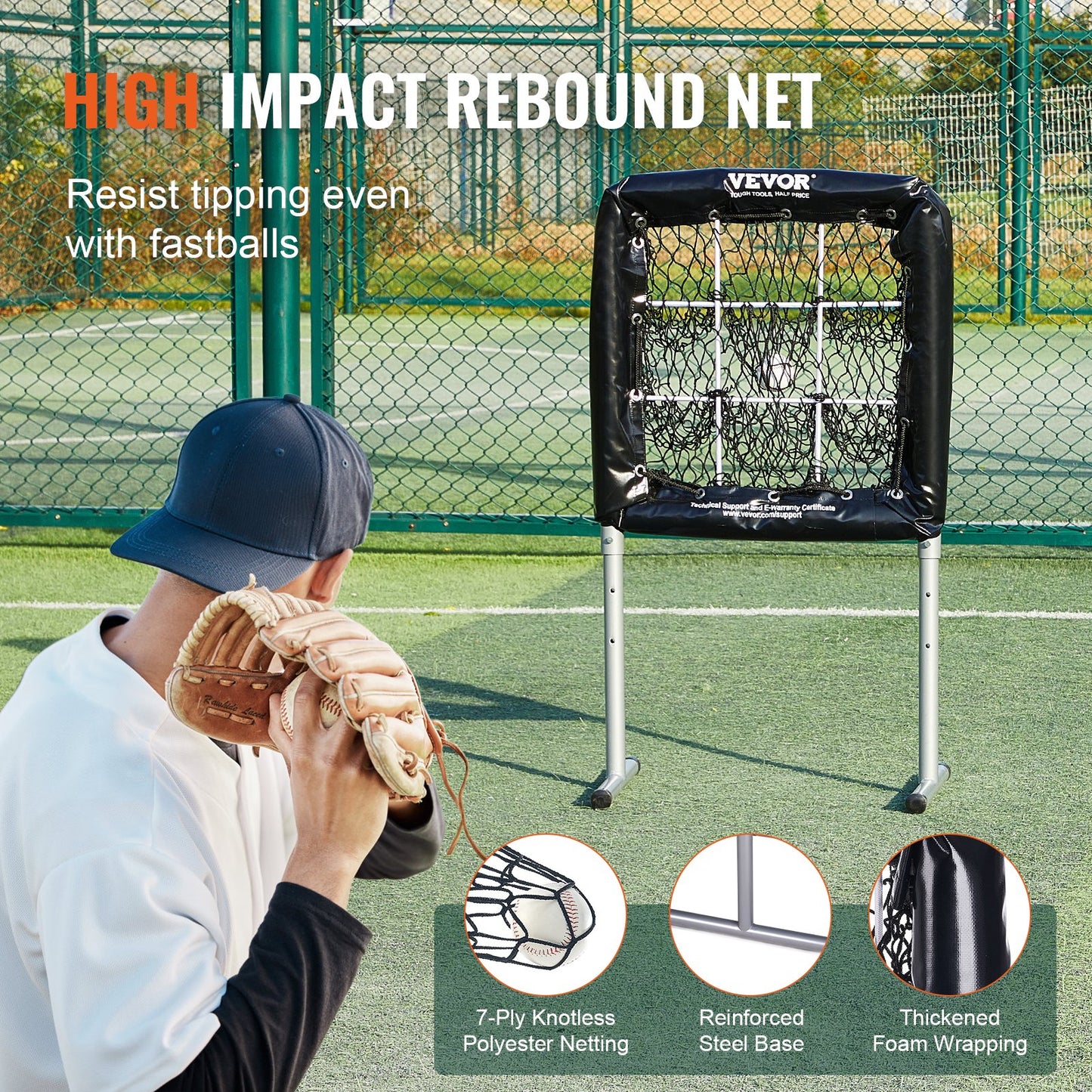 9-Hole Baseball Net, 28"x27" Softball Baseball Training Equipment for Batting Practice, Heavy Duty Height Adjustable Training Aid with Batting Zone and 4 Ground Stakes, for Youth Adults