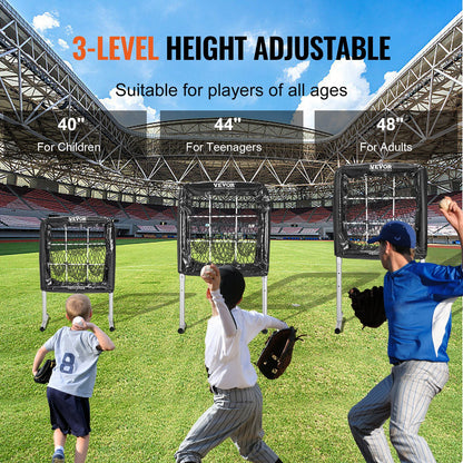 9-Hole Baseball Net, 28"x27" Softball Baseball Training Equipment for Batting Practice, Heavy Duty Height Adjustable Training Aid with Batting Zone and 4 Ground Stakes, for Youth Adults