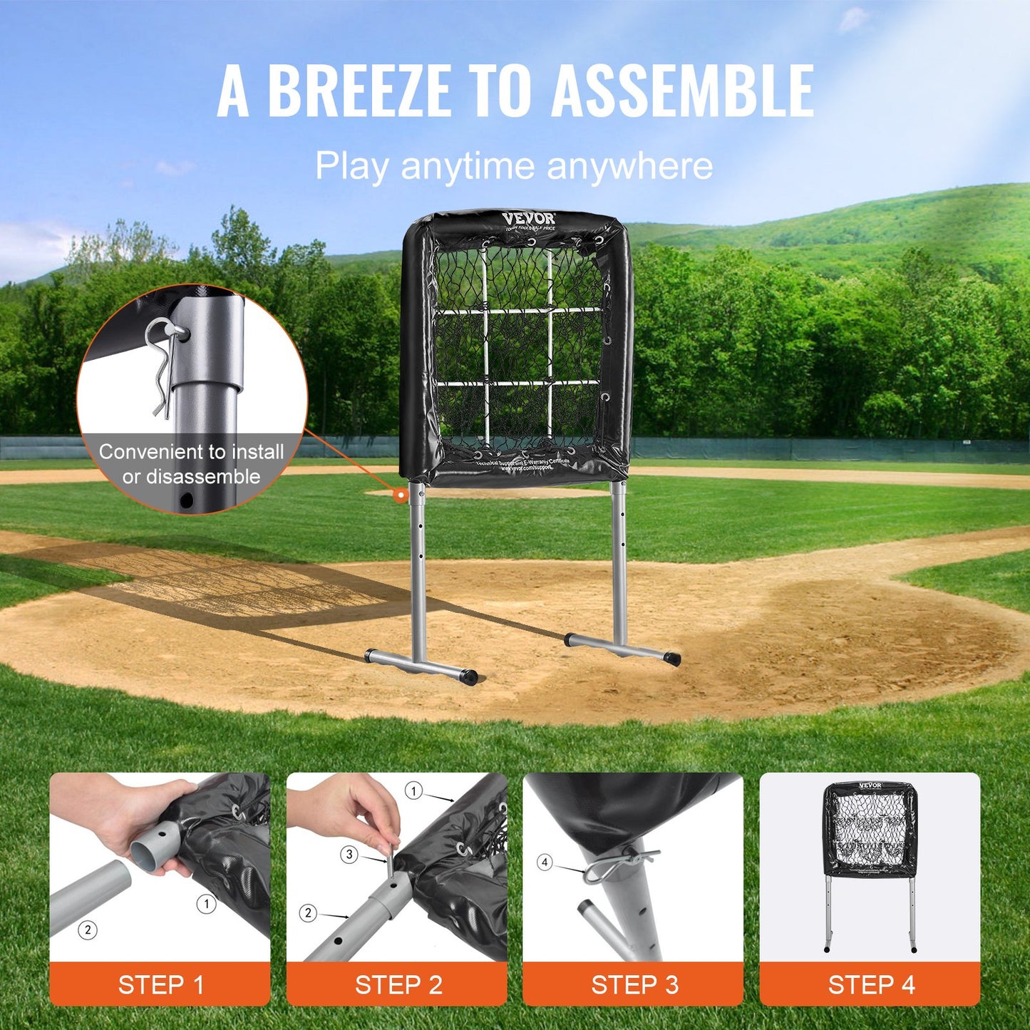 9-Hole Baseball Net, 28"x27" Softball Baseball Training Equipment for Batting Practice, Heavy Duty Height Adjustable Training Aid with Batting Zone and 4 Ground Stakes, for Youth Adults