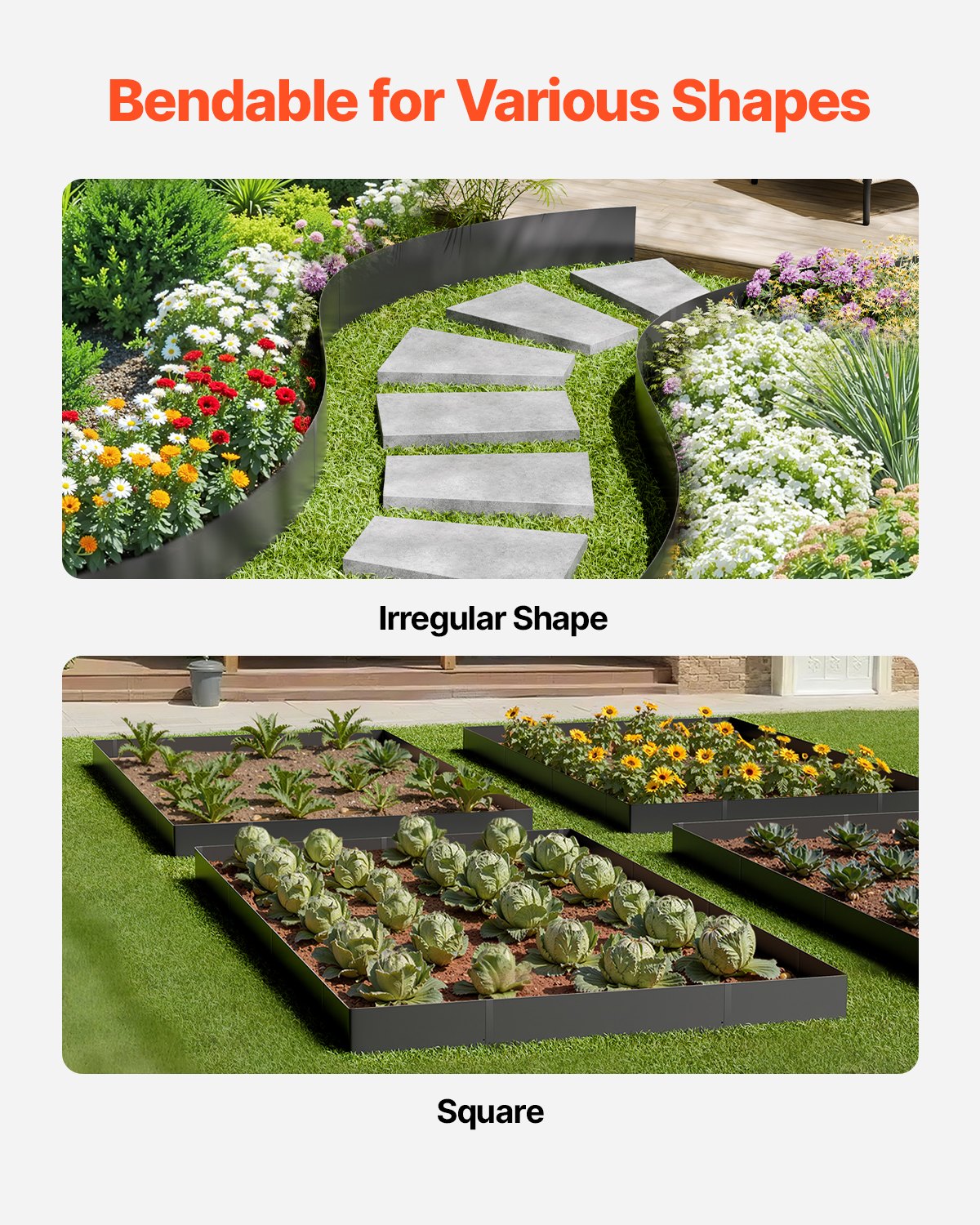 Stål Landskapskant 4-pack 40 x 12 tum Rostbeständig Pathway Divider