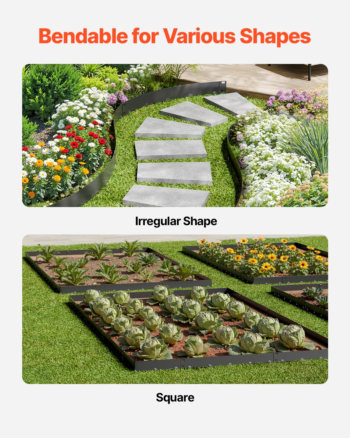 Stål Landskapskant 5-pack 39 x 3 tum Rostbeständig Pathway Divider