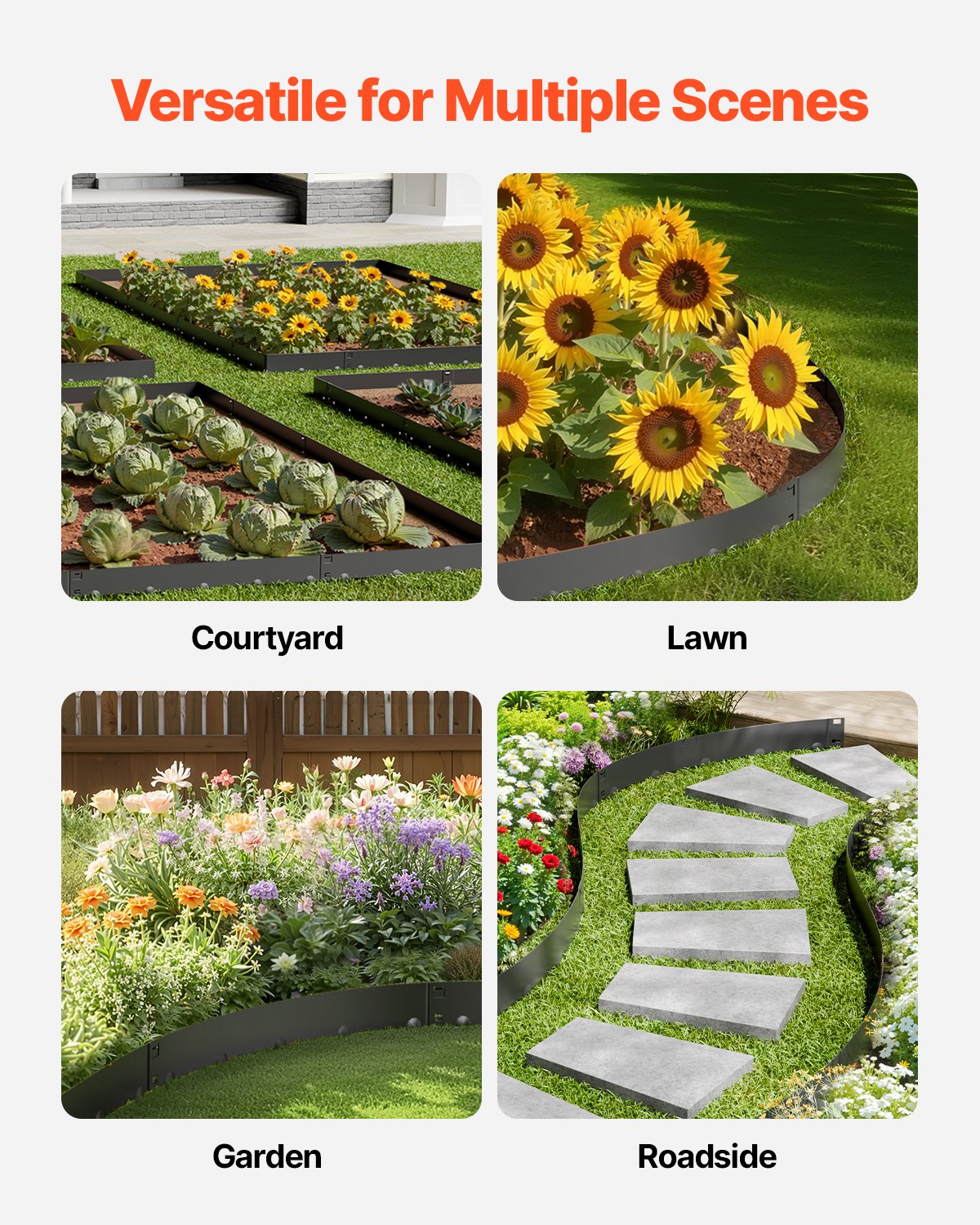 Stål Landskapskant 5-pack 39 x 3 tum Rostbeständig Pathway Divider