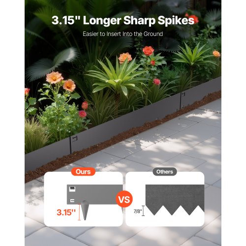 Steel Landscape Edging 5 Pack 39 x 4in Rostbeständig för Yard Dark Grey |  EU