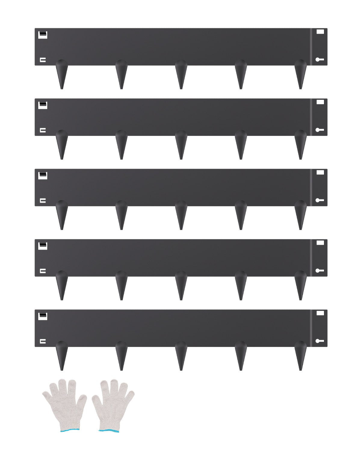 Stål Landskapskant 5-pack 39 x 5 tum Rostbeständig för Yard Black