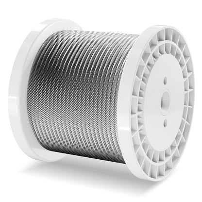 Kolstålkabel 1/4" 7x19 trådar stålvajer 250 fot kabelräcke