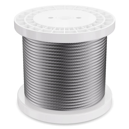 Kolstålkabel 1/4" 7x19 trådar stålvajer 250 fot kabelräcke