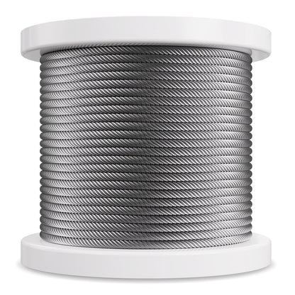Kolstålkabel 1/4" 7x19 trådar stålvajer 250 fot kabelräcke