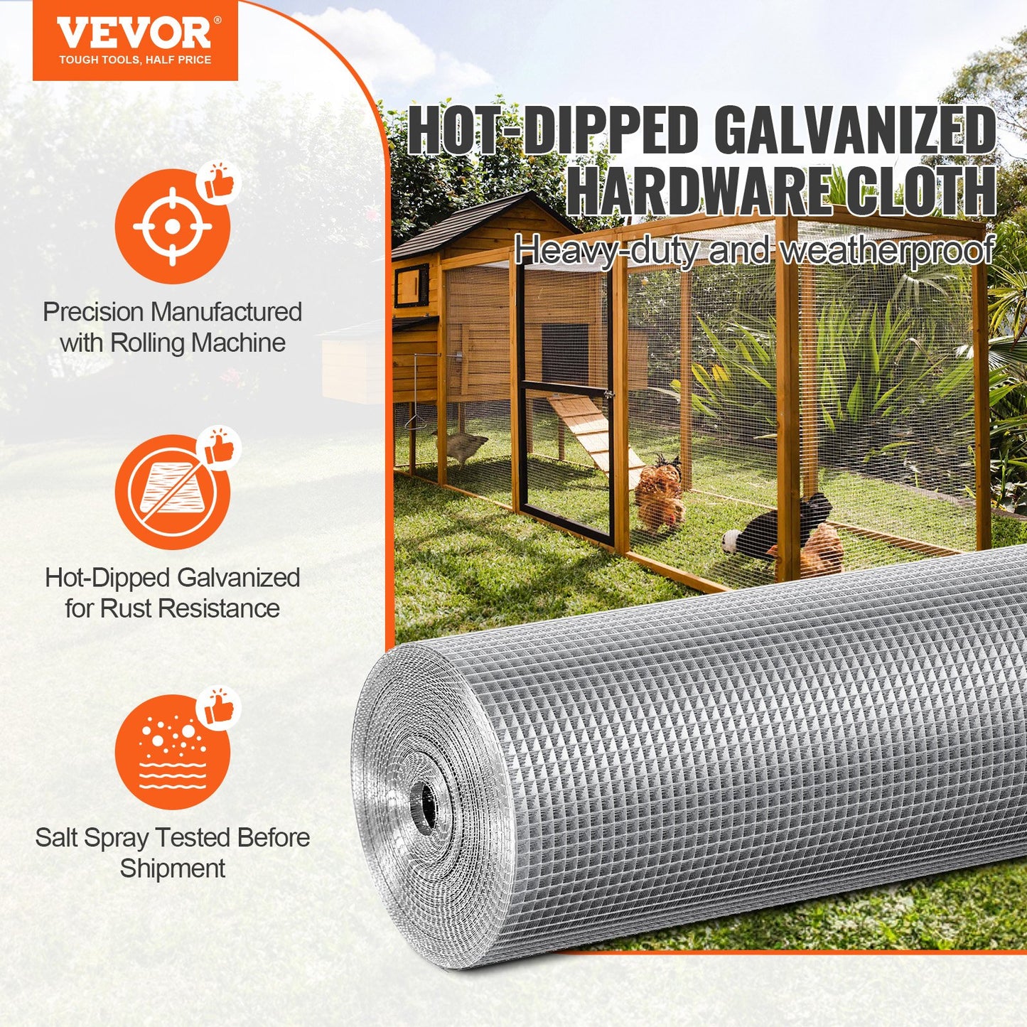 Hardware Fabric 1/4" 36 Inch x 50 Feet 23 Ga Wire Mesh Roll Chicken Wire Fence