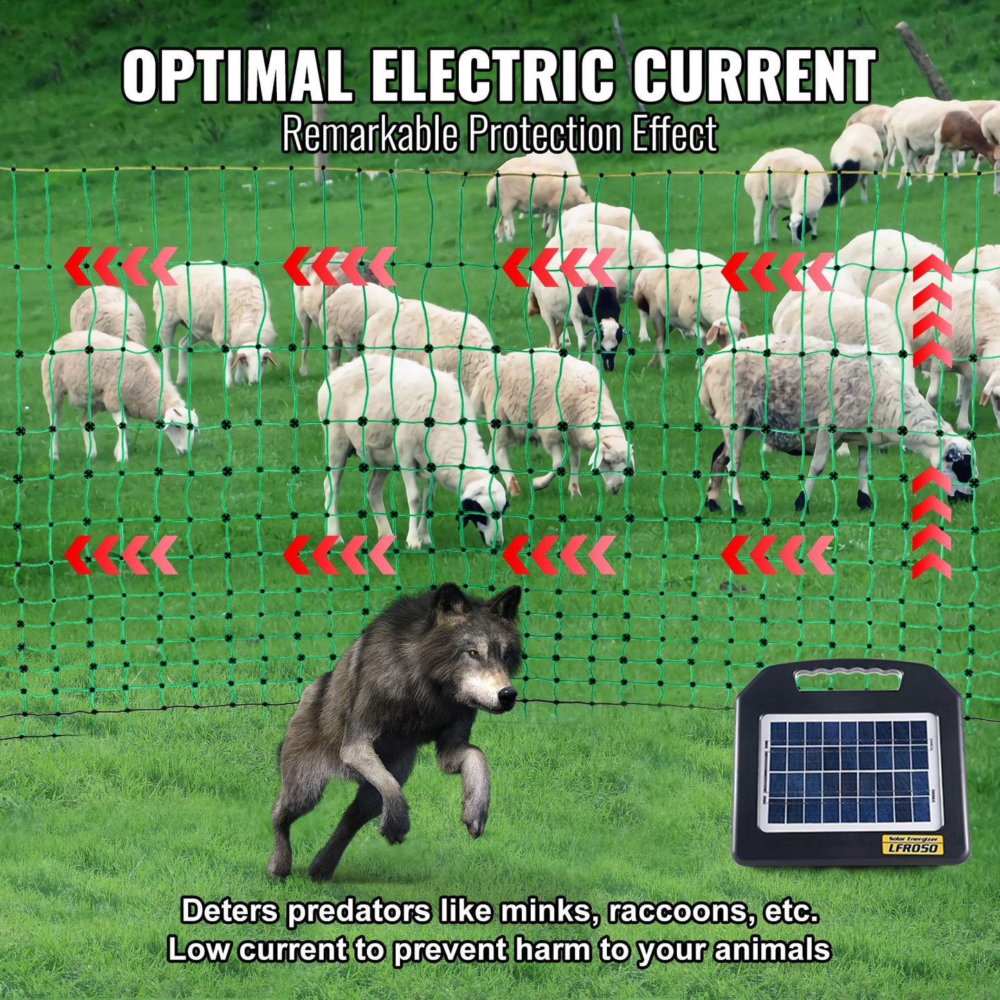 Elektrozaunnetz, 107 cm H x 413 cm L, PE-Maschenzaun mit Pfosten und Doppelspitzen, tragbares Netz für Ziegen, Schafe, Lämmer, Hirsche, Schweine, Hunde, zur Verwendung in Hinterhöfen, auf Bauernhöfen und Ranches