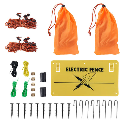 Elektrozaunnetz, 107 cm H x 413 cm L, PE-Maschenzaun mit Pfosten und Doppelspitzen, tragbares Netz für Ziegen, Schafe, Lämmer, Hirsche, Schweine, Hunde, zur Verwendung in Hinterhöfen, auf Bauernhöfen und Ranches
