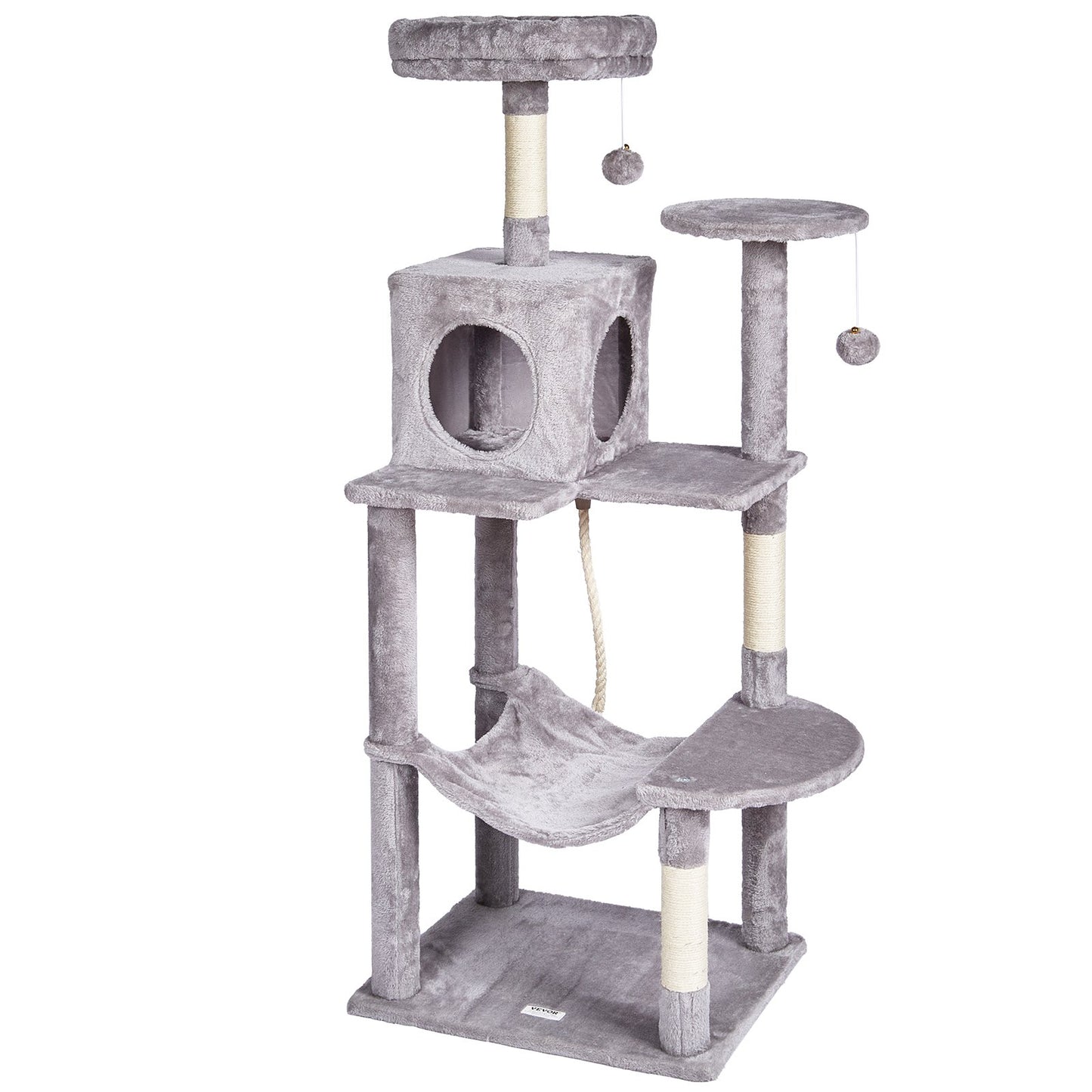 Cat Tree 56.2" Cat Tower with Cat Condo Sisal Scratching Post Light Gray