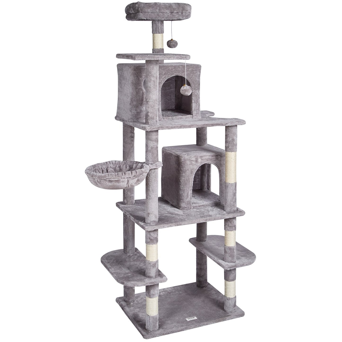 Cat Tree 68.5" Cat Tower with Cat Condos Sisal Scratching Post Light Gray
