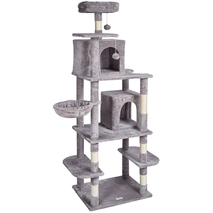 Cat Tree 68.5" Cat Tower with Cat Condos Sisal Scratching Post Light Gray