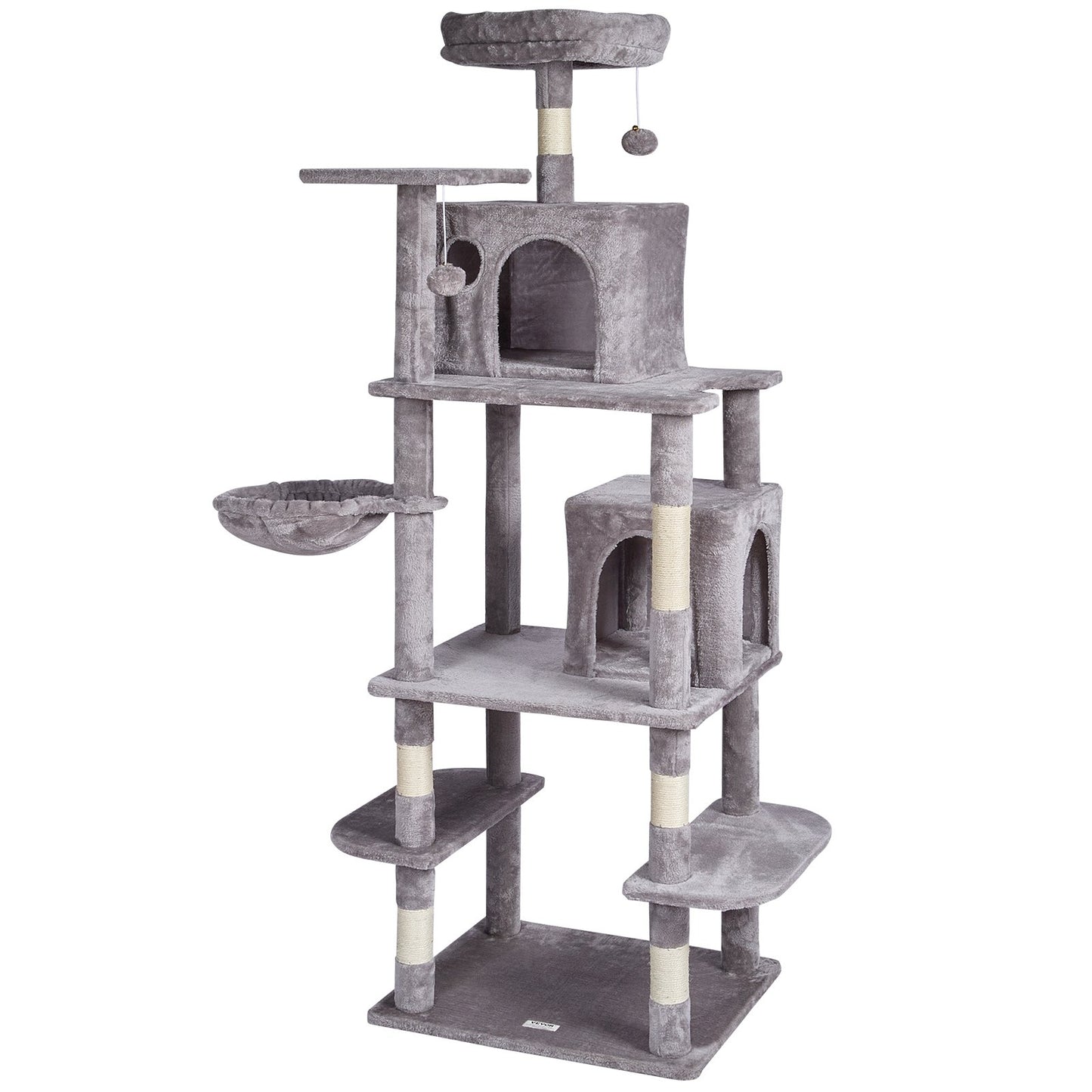 Cat Tree 68.5" Cat Tower with Cat Condos Sisal Scratching Post Light Gray