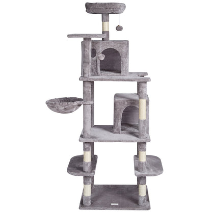 Cat Tree 68.5" Cat Tower with Cat Condos Sisal Scratching Post Light Gray