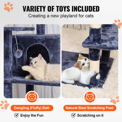 Cat Tree 68.5" Cat Tower with Cat Condos Sisal Scratching Post Dark Gray