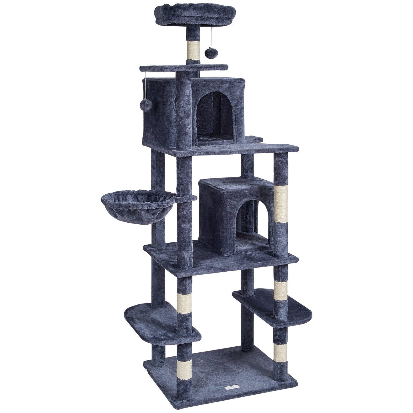 Cat Tree 68.5" Cat Tower with Cat Condos Sisal Scratching Post Dark Gray