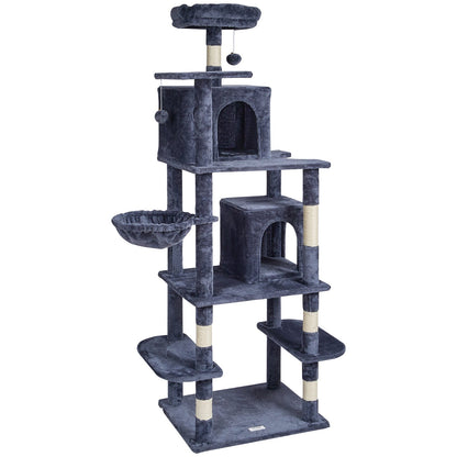 Cat Tree 68.5" Cat Tower with Cat Condos Sisal Scratching Post Dark Gray