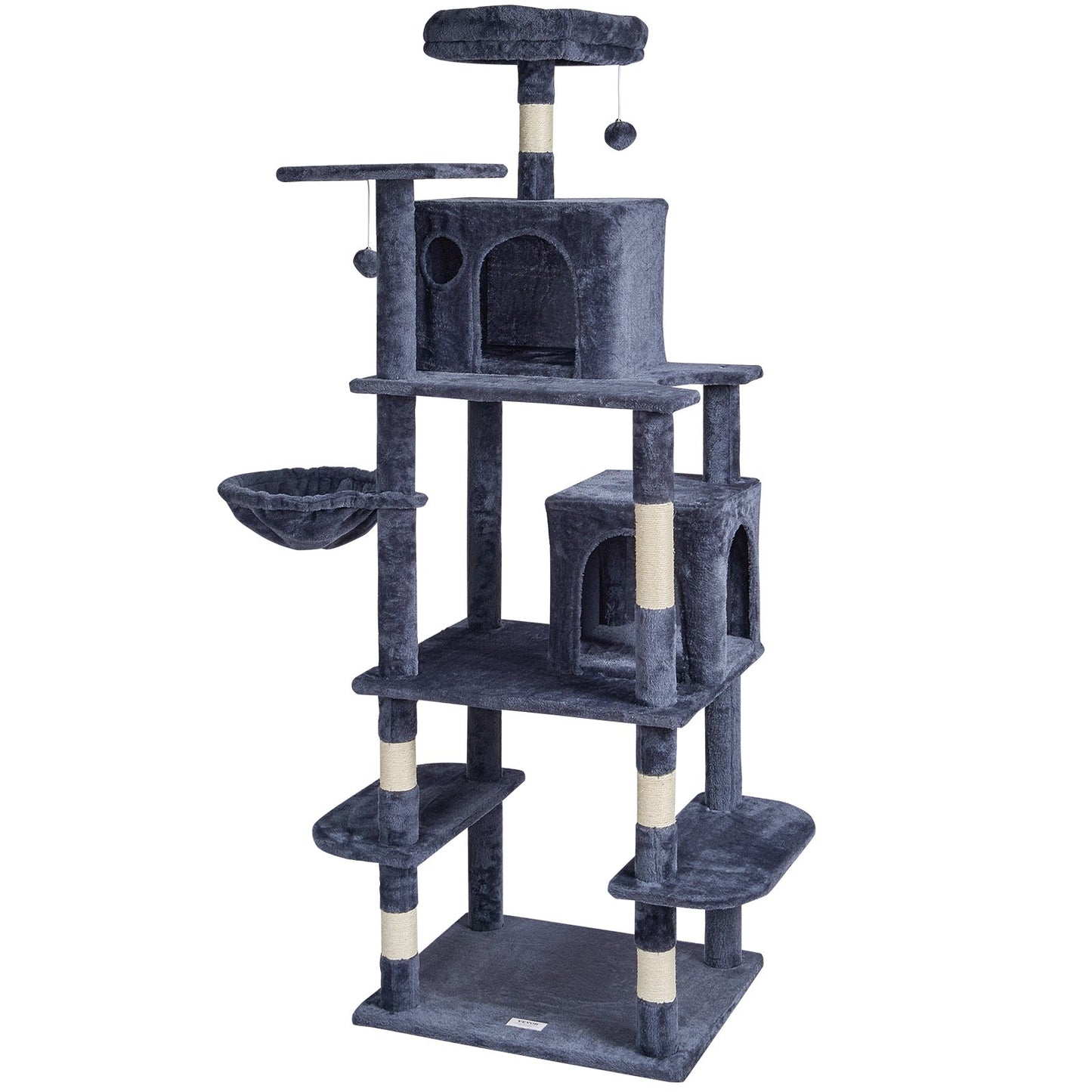 Cat Tree 68.5" Cat Tower with Cat Condos Sisal Scratching Post Dark Gray
