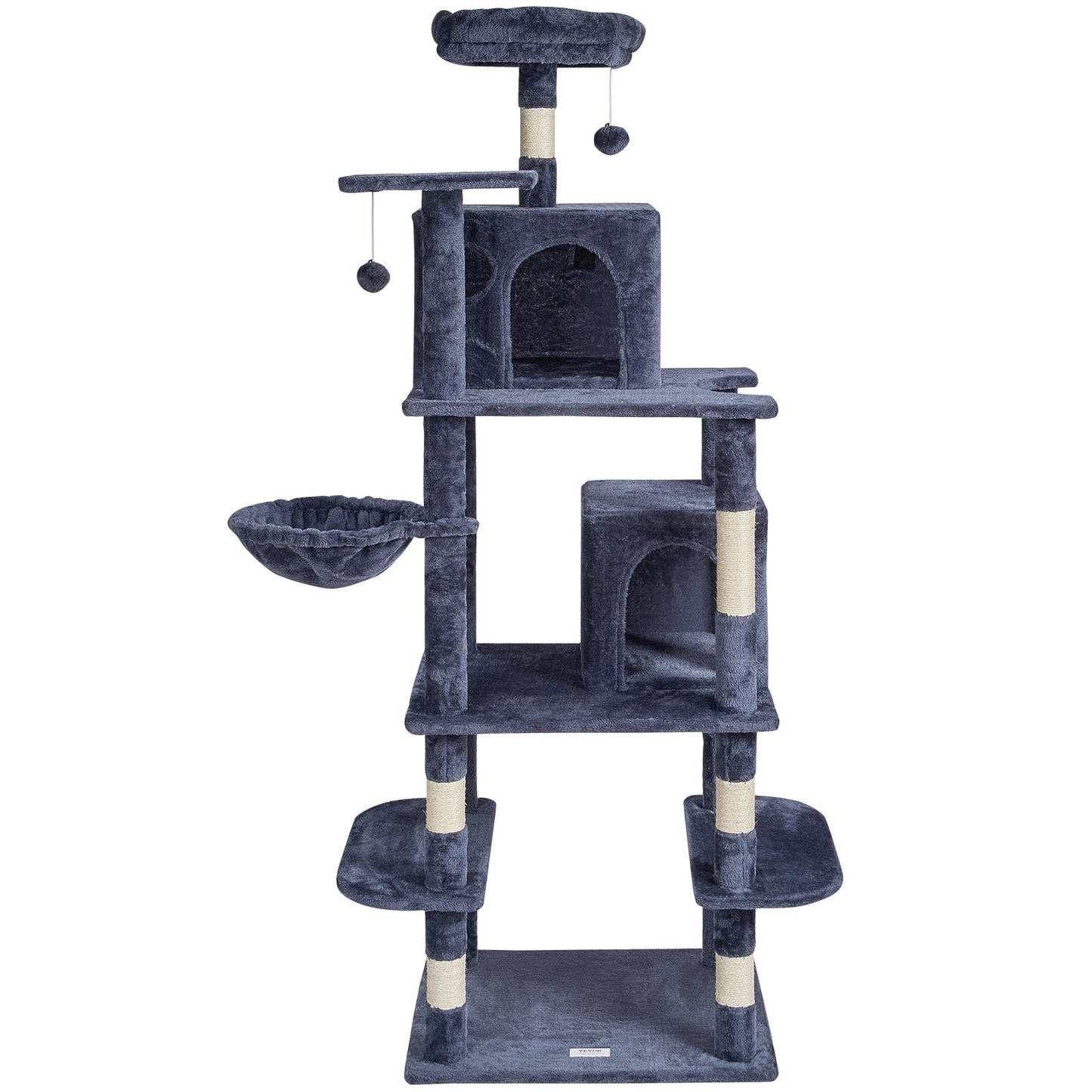 Cat Tree 68.5" Cat Tower with Cat Condos Sisal Scratching Post Dark Gray