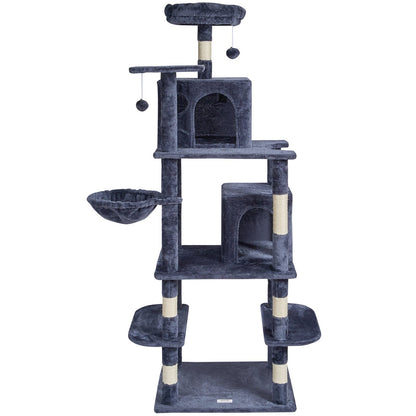 Cat Tree 68.5" Cat Tower with Cat Condos Sisal Scratching Post Dark Gray