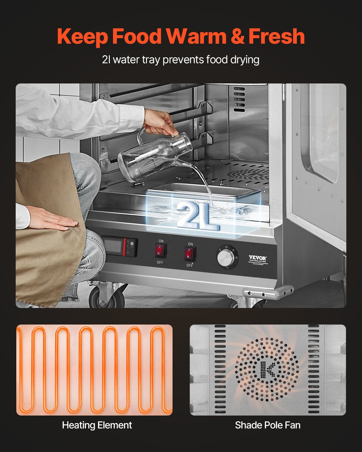Hot Box Food Warmer 16-Tier Concession Warmer Cabinet with Water Tray